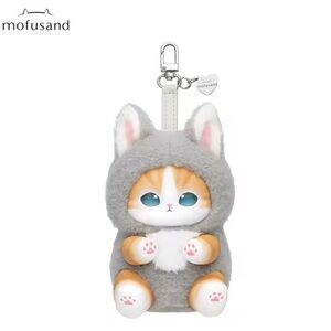 Mofusand Gray WOLF Cat Plush Keychain - Cute Kitty Charm